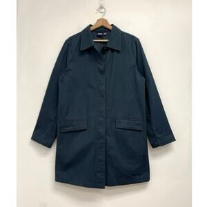 Vintage GAP Navy Minimalist Trench Mac Coat Cotton Relaxed Boxy Normcore - Large